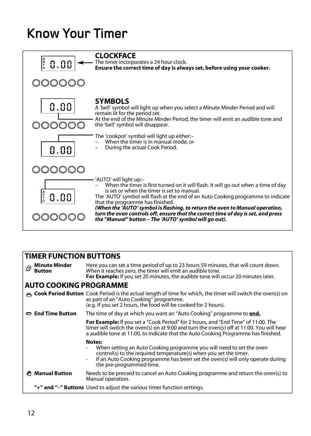 Hotpoint double oven cookers manual Know Your Timer 