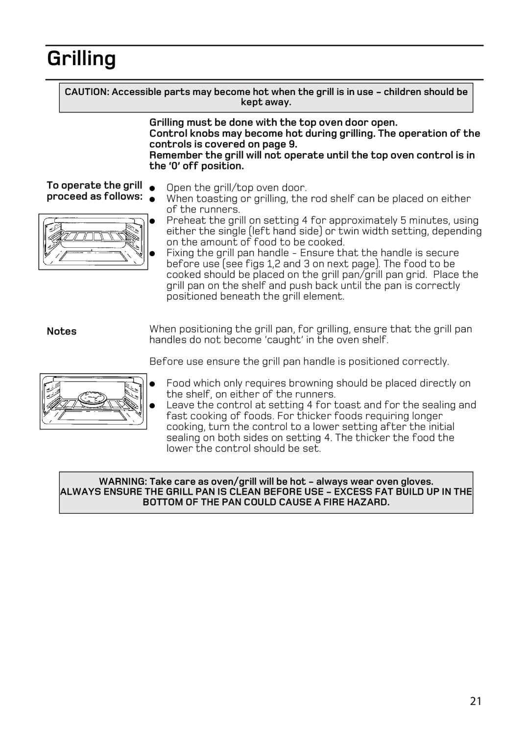 Hotpoint double oven cookers manual Grilling 