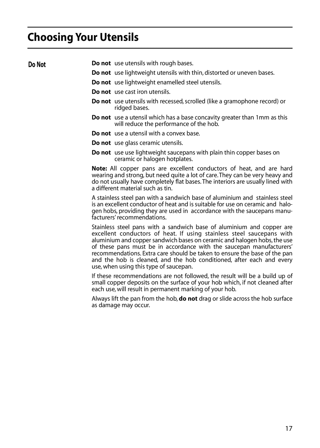 Hotpoint DOUBLE OVEN manual Do Not 