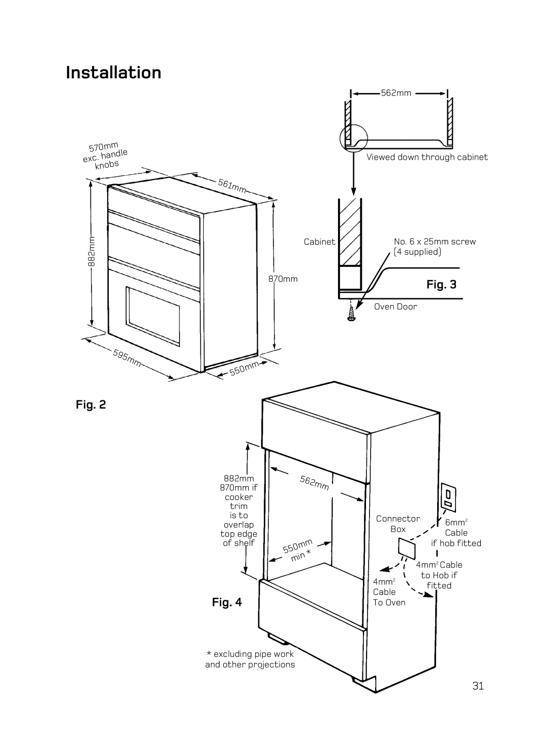 Hotpoint DE89X1, DQ89I, AHP67X manual 595mm 