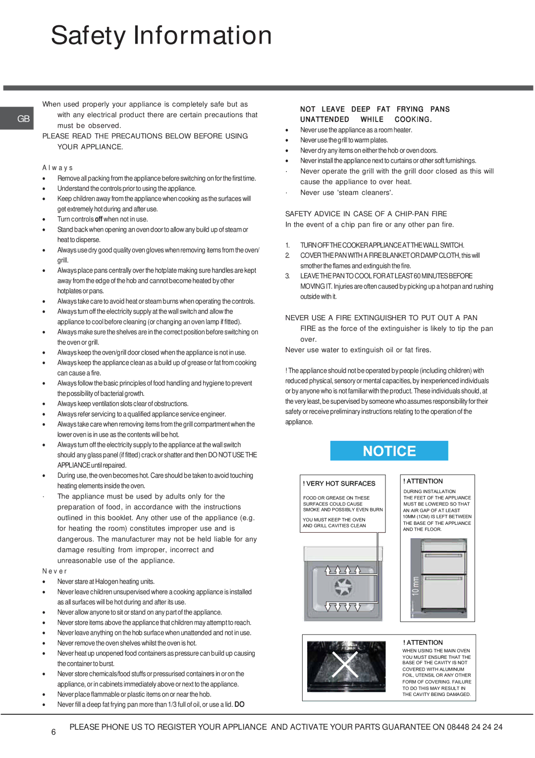 Hotpoint HUE 52PS, DSC50SS, HUE 52KS, HUE 52GS, HUE 52XS, HUE 53PS, HUE 53GS, 50HEGS, 50HEPS manual Safety Information, W a y s 