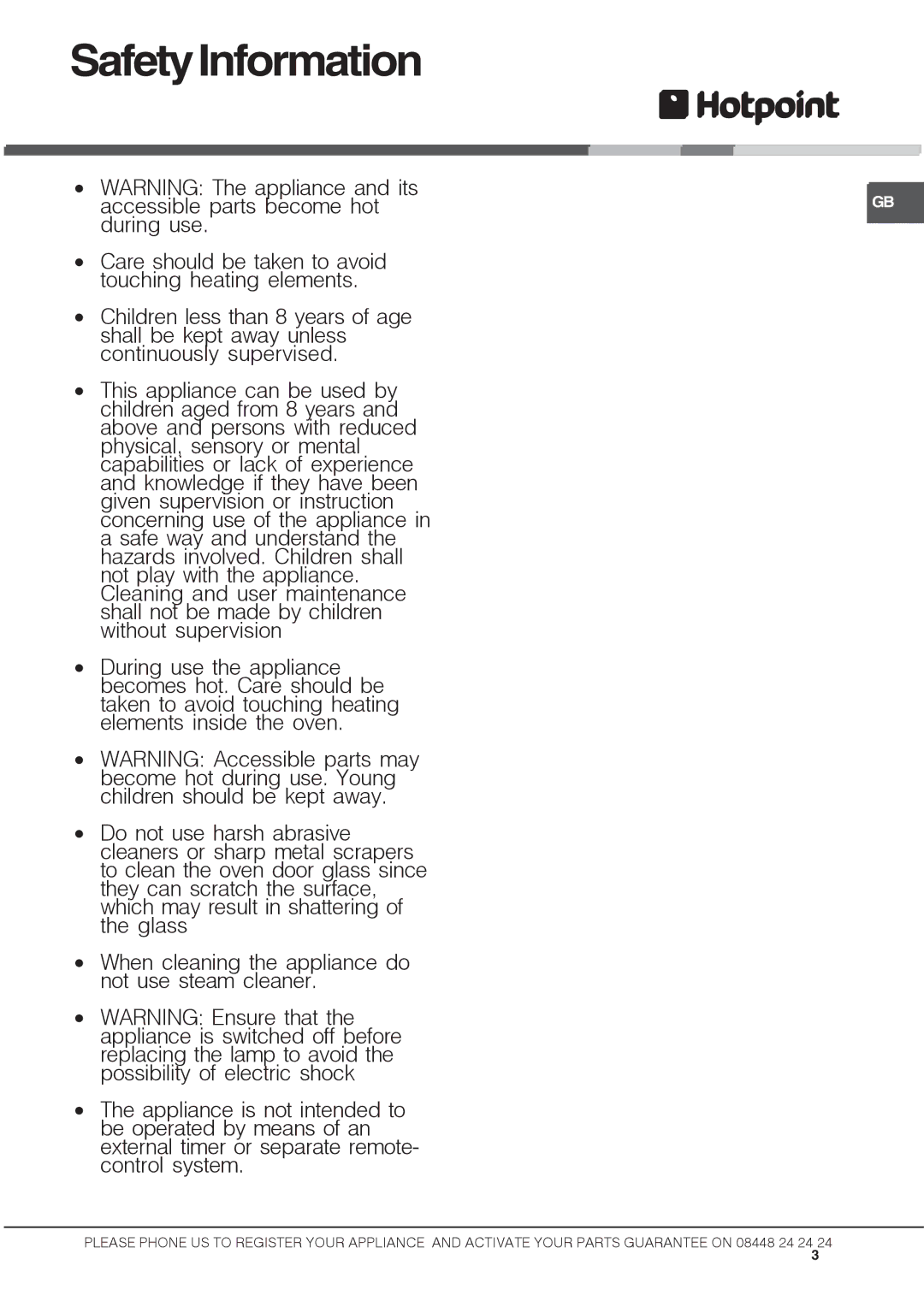 Hotpoint DX 1032 CX manual SafetyInformation 