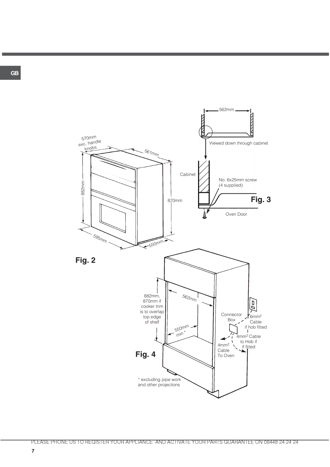 Hotpoint DX 1032 CX manual 595mm 