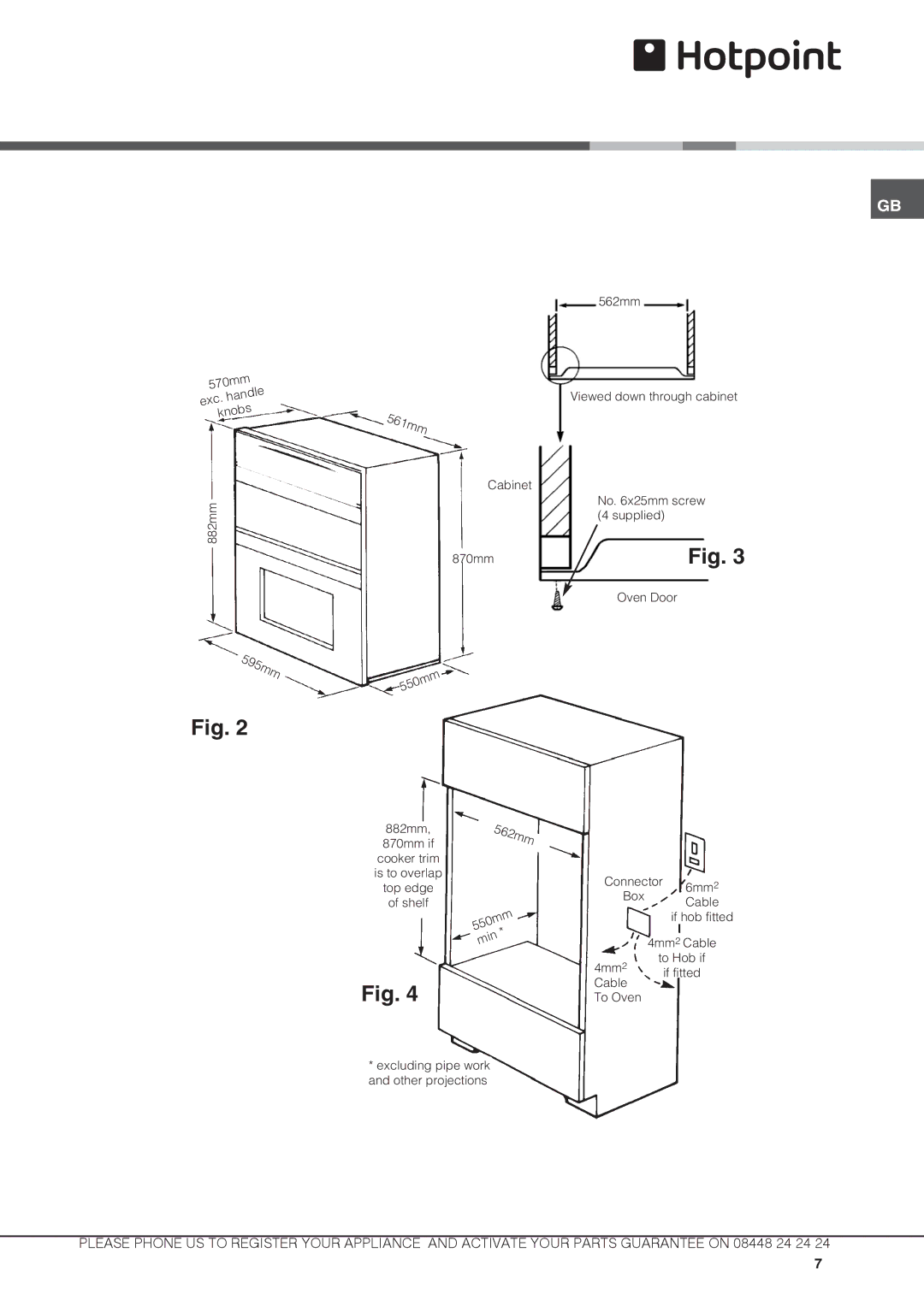 Hotpoint DX 892 CX S manual 561mm, 562mm 