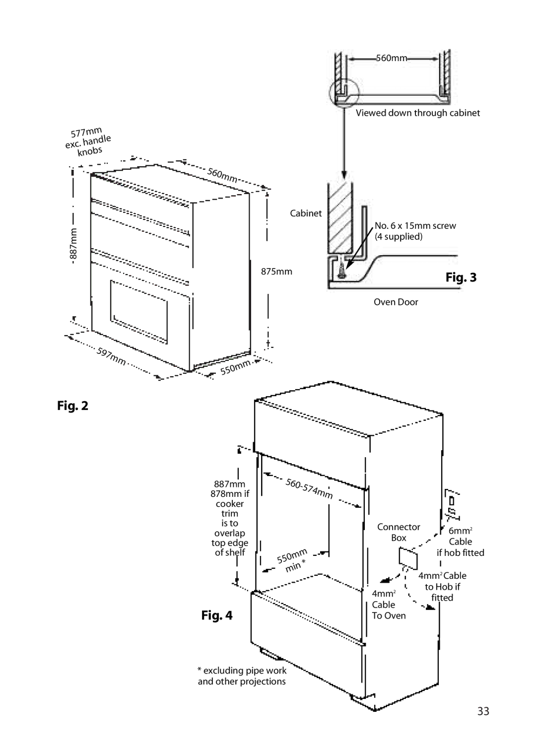 Hotpoint DY46, BD42, BD32 manual 597mm 