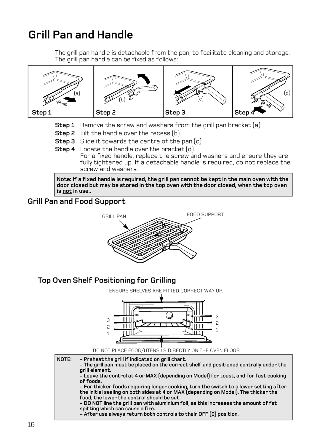 Hotpoint BD32 Mk2, DY46 Mk2, BD42 Mk2 manual Grill Pan and Handle, Step 