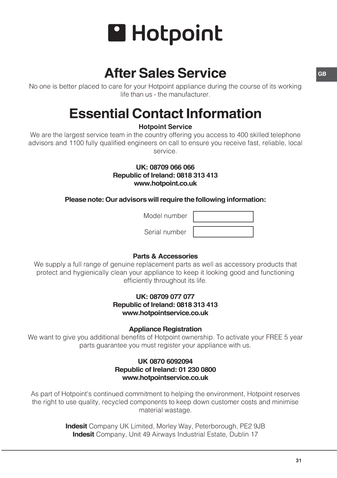 Hotpoint BD32K2, DY46X2, DY46K2, DY46W2, BD32P2, BD42SS2, BD32B2 manual After Sales Service 