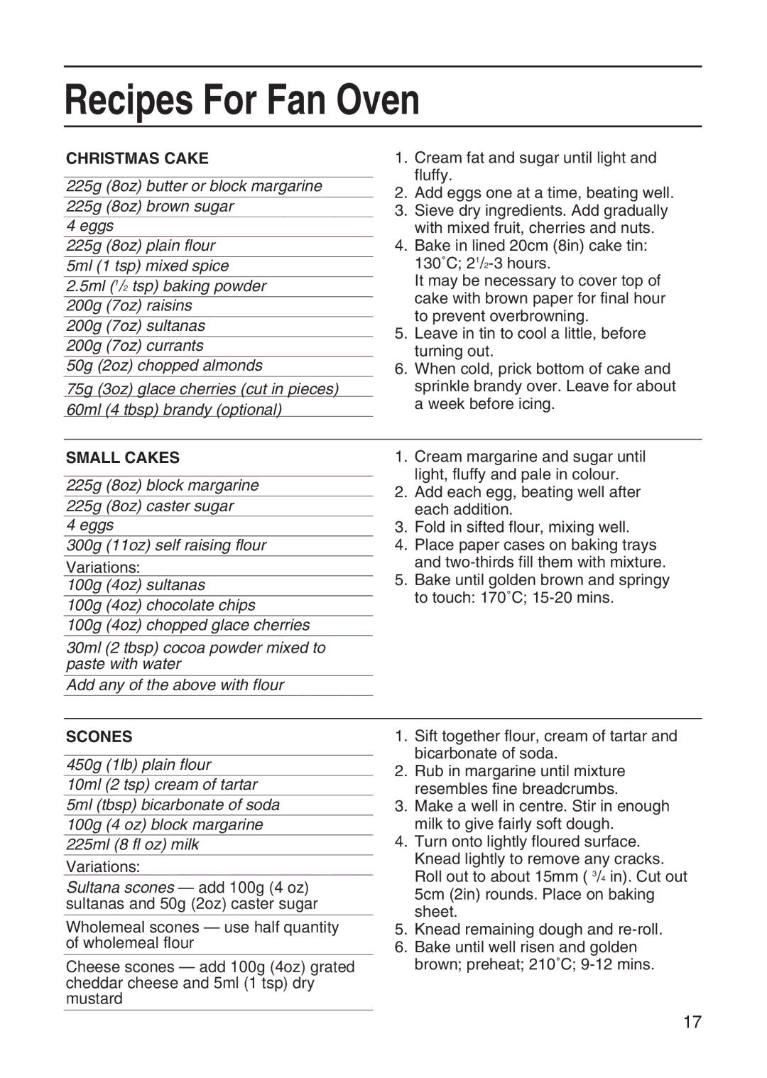 Hotpoint EG20, EG21 & EG22 manual Christmas Cake 