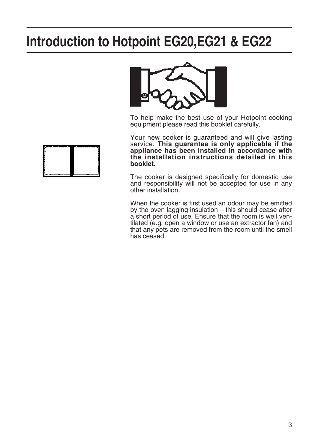 Hotpoint manual Introduction to Hotpoint EG20,EG21 & EG22 