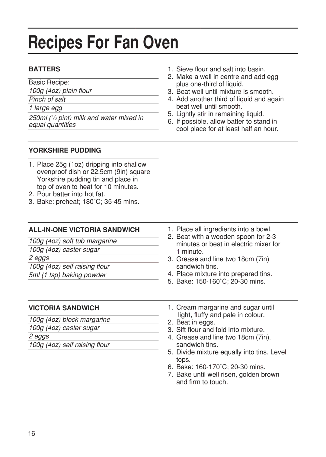 Hotpoint EG21 manual Batters 