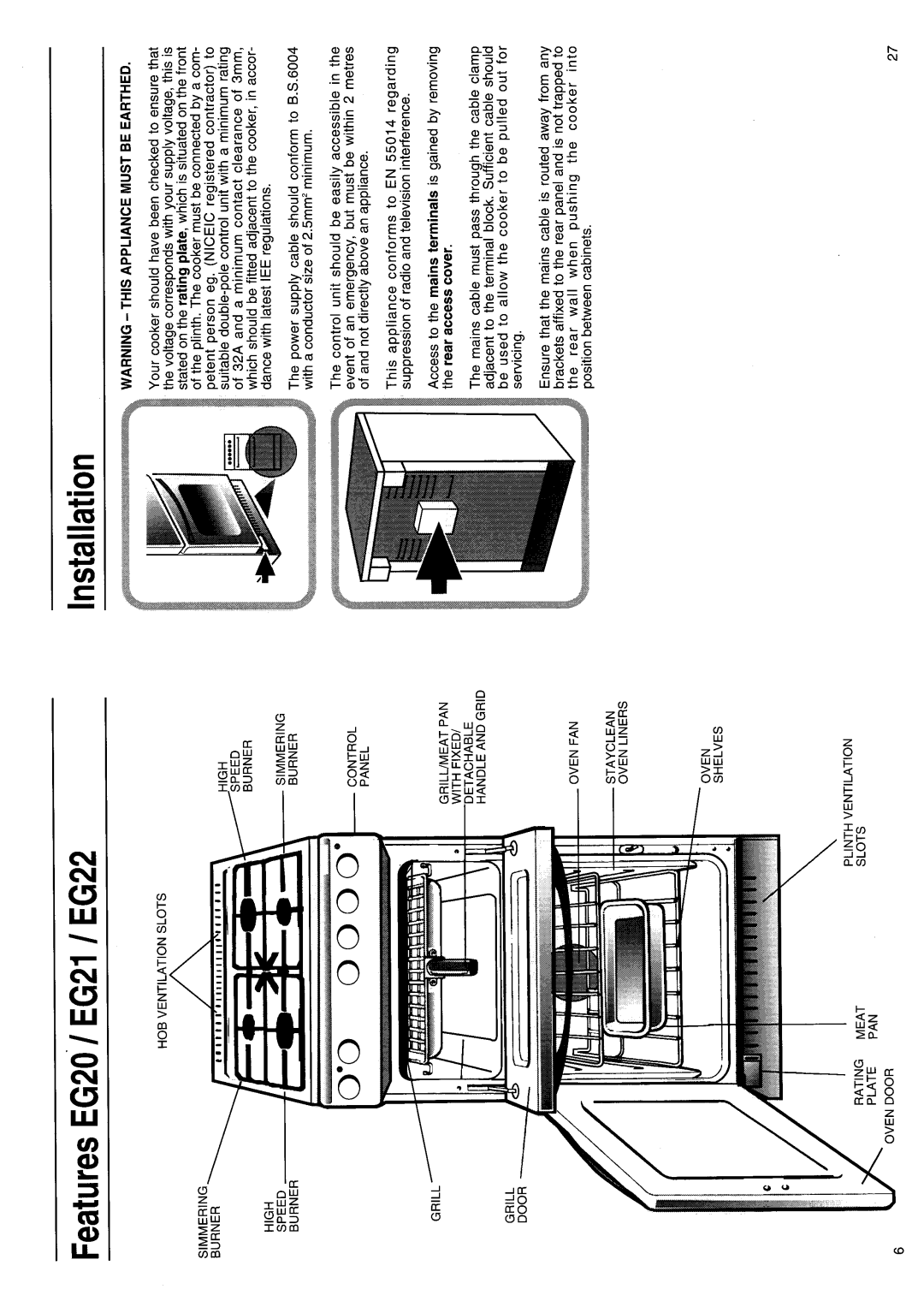 Hotpoint EG22 manual 