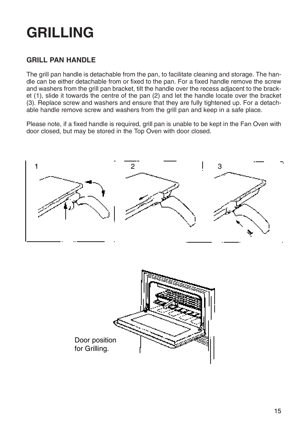 Hotpoint EG71 manual Grilling, Grill PAN Handle 