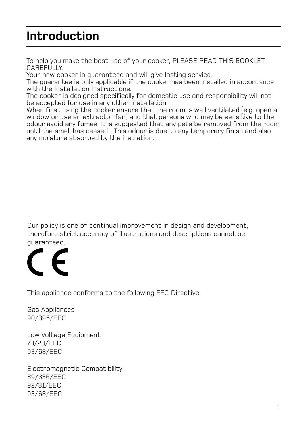 Hotpoint EG74 manual Introduction 