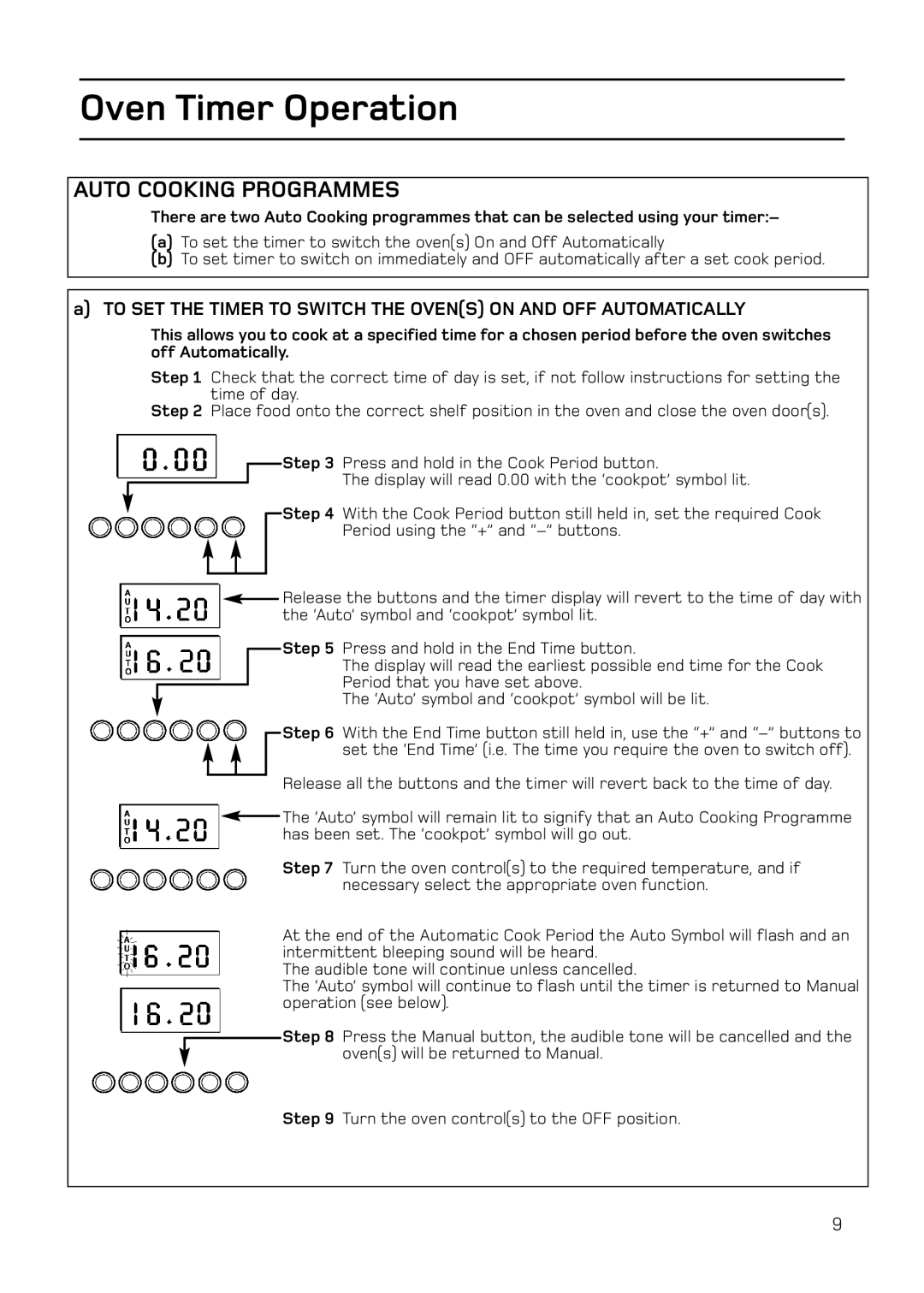 Hotpoint EG74 manual Auto Cooking Programmes 