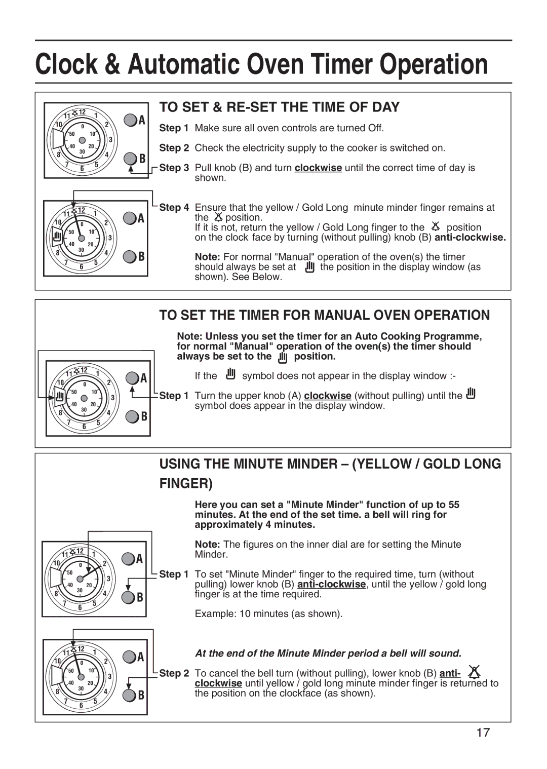 Hotpoint EG95 manual Clock & Automatic Oven Timer Operation 