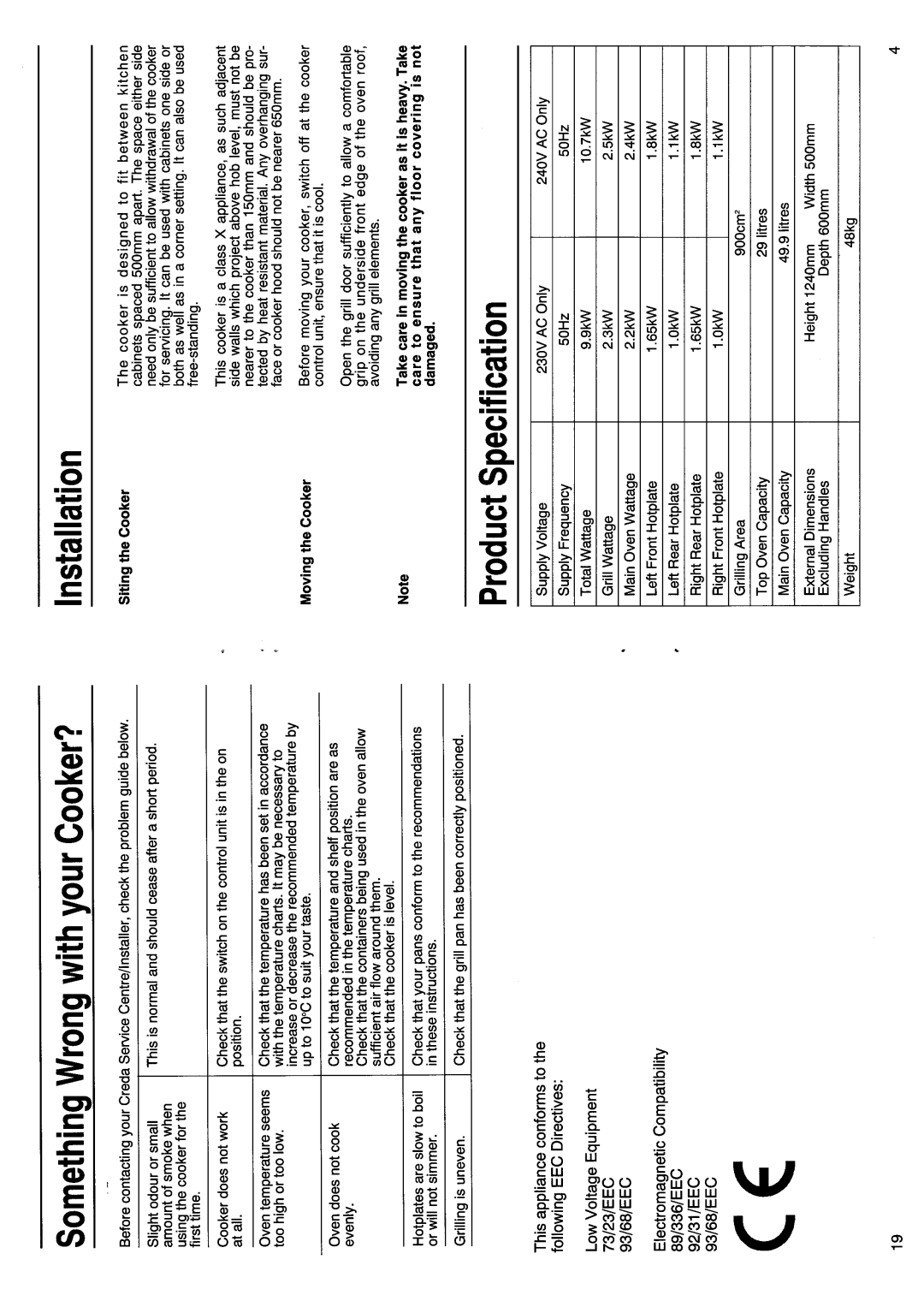 Hotpoint EH12 manual 