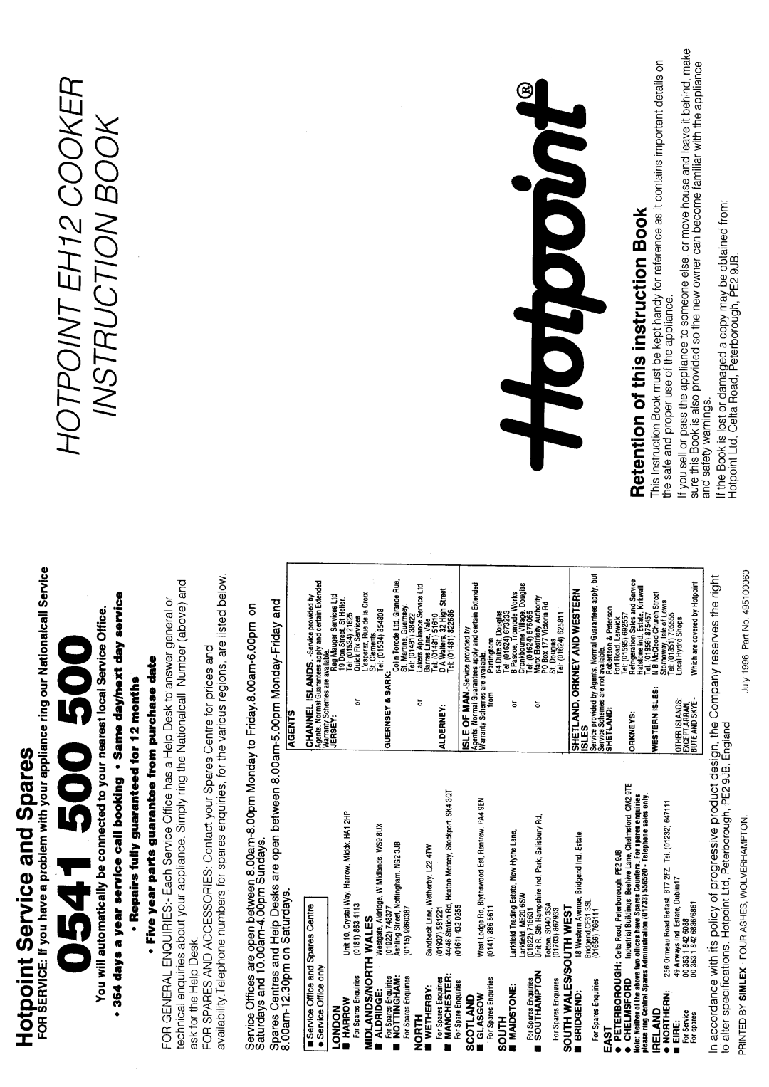 Hotpoint EH12 manual 