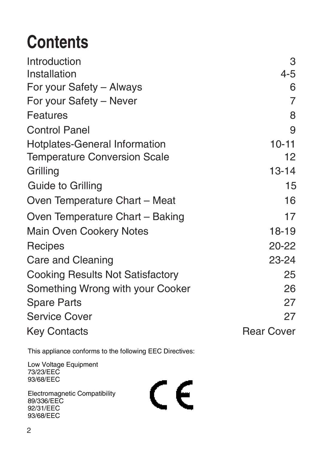 Hotpoint EW31 installation instructions Contents 