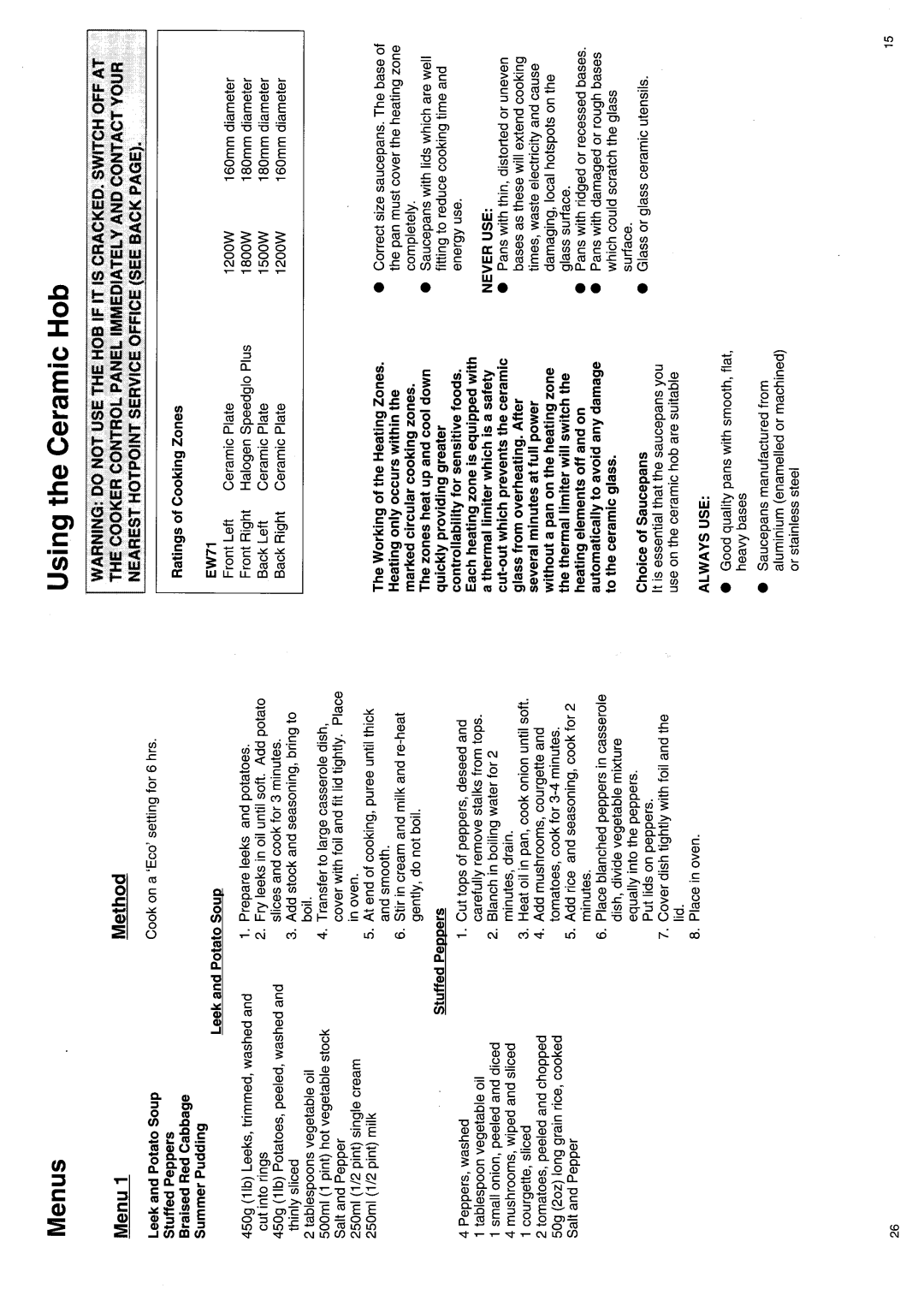 Hotpoint EW71 manual 