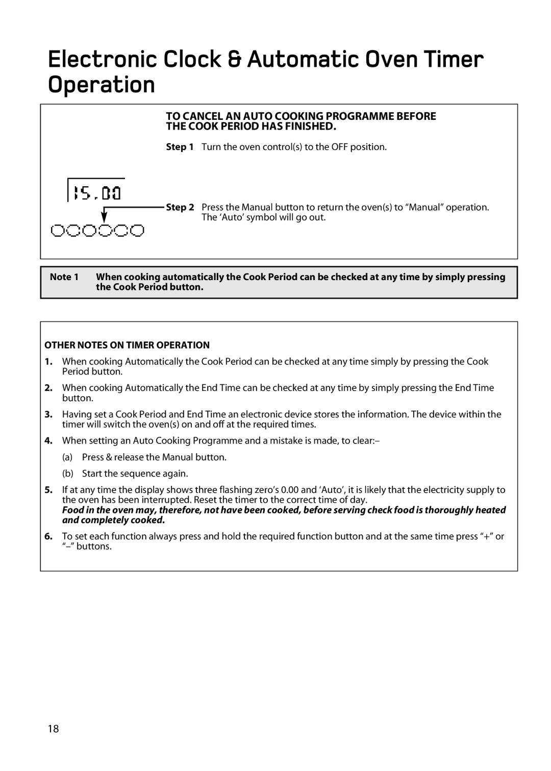 Hotpoint EW73, EW86, EW83, EW76 manual Other Notes on Timer Operation 