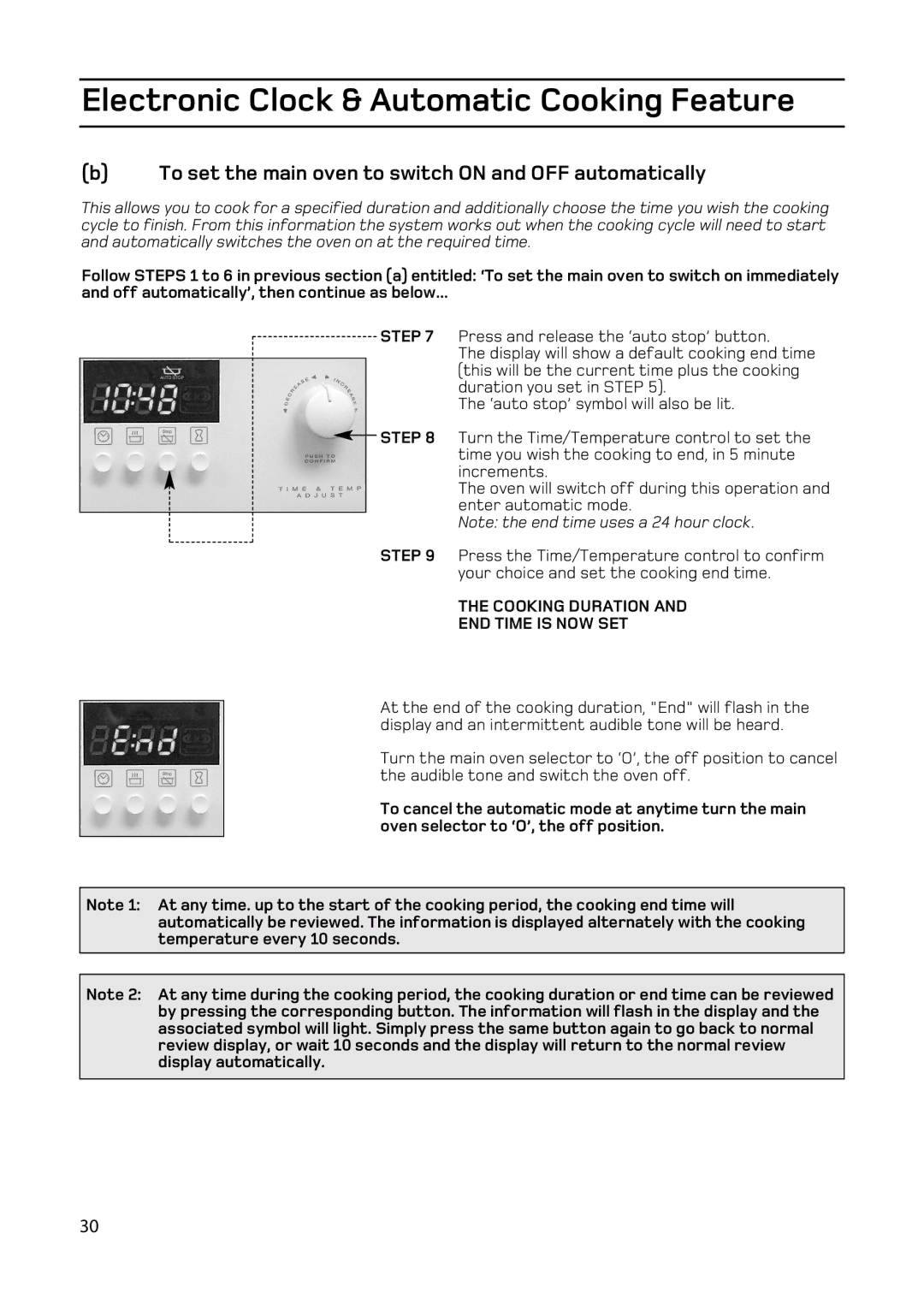 Hotpoint EW93 manual To set the main oven to switch on and OFF automatically 