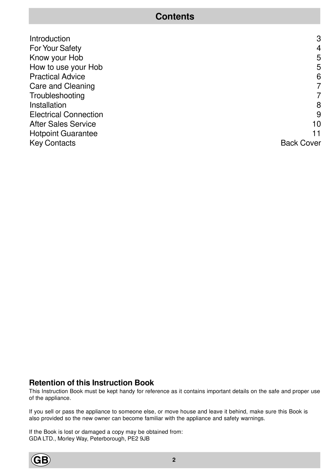 Hotpoint EX901X manual Contents 