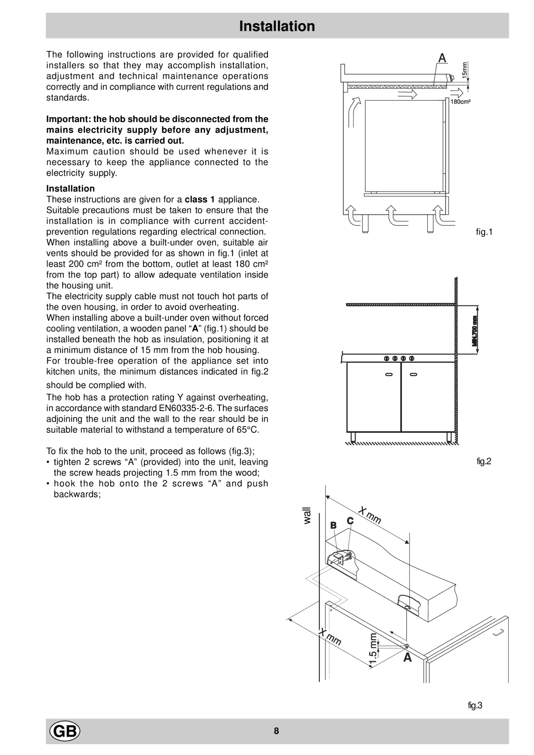 Hotpoint EX901X manual Installation 