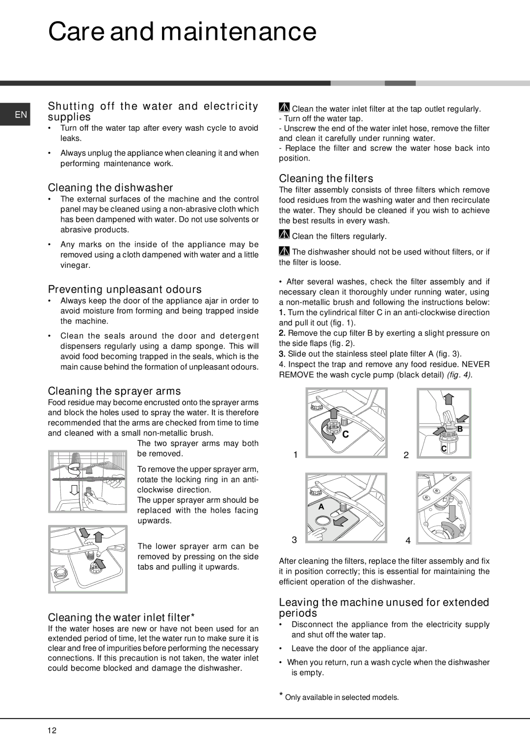 Hotpoint FDEL 3101 Experience manual Care and maintenance 