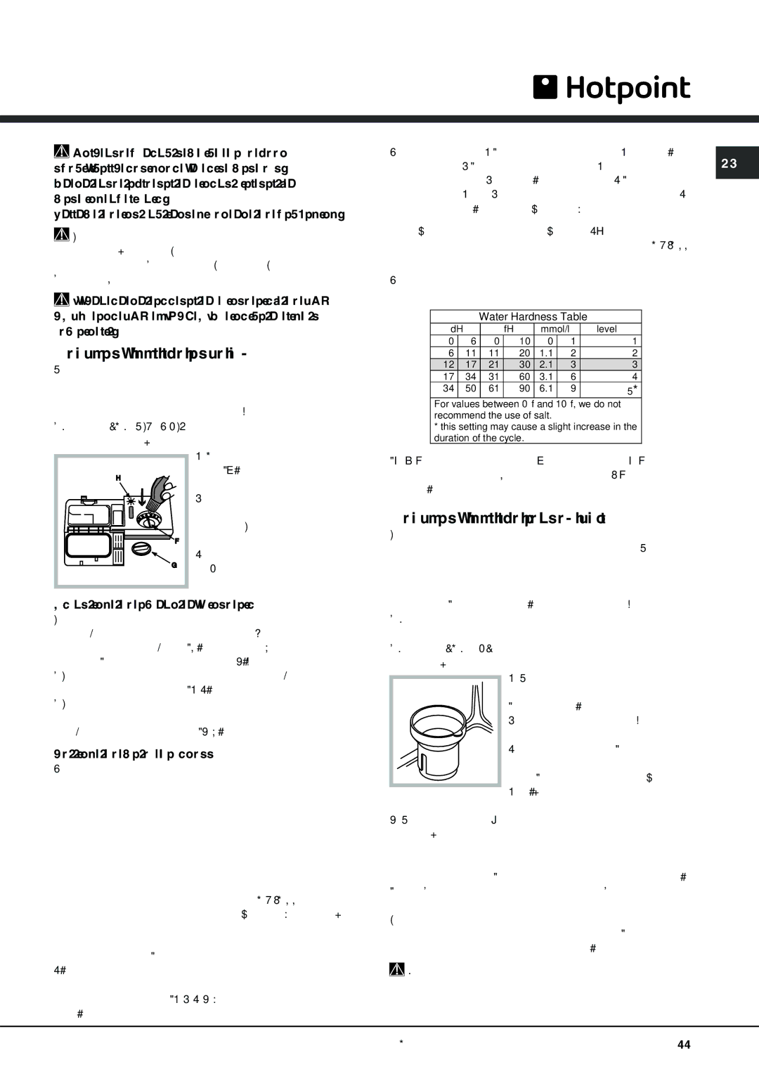 Hotpoint FDF-780 manual Rinse aid and refined salt, Measuring out the rinse aid, Measuring out the refined salt 