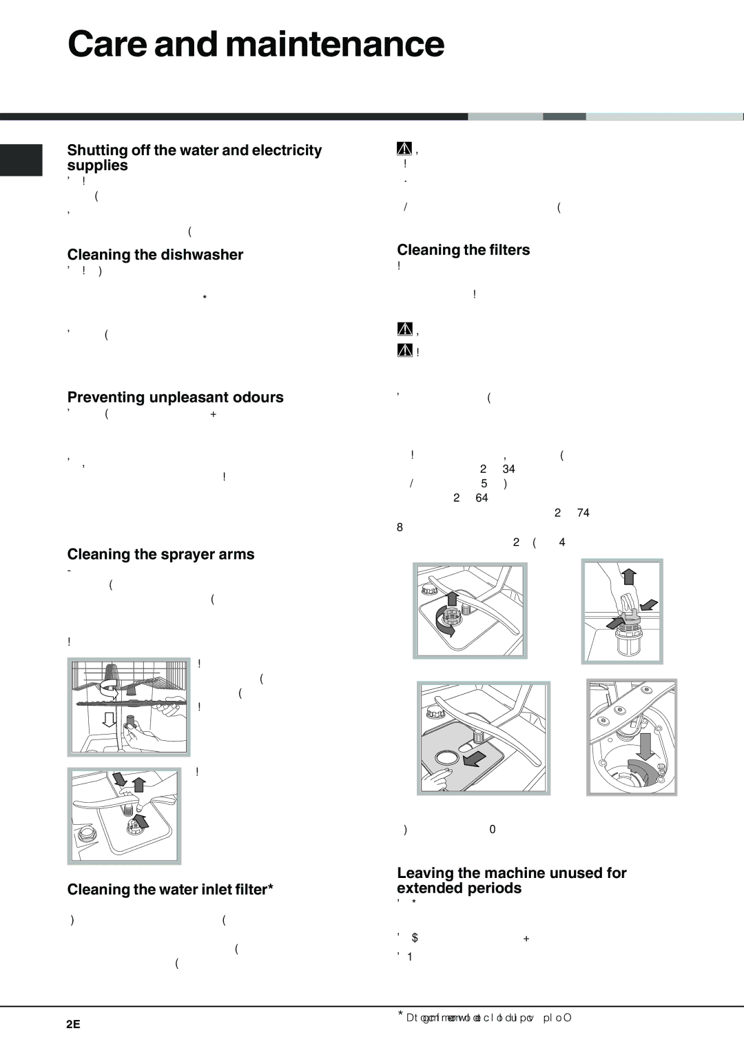 Hotpoint FDF-780 manual Care and maintenance 