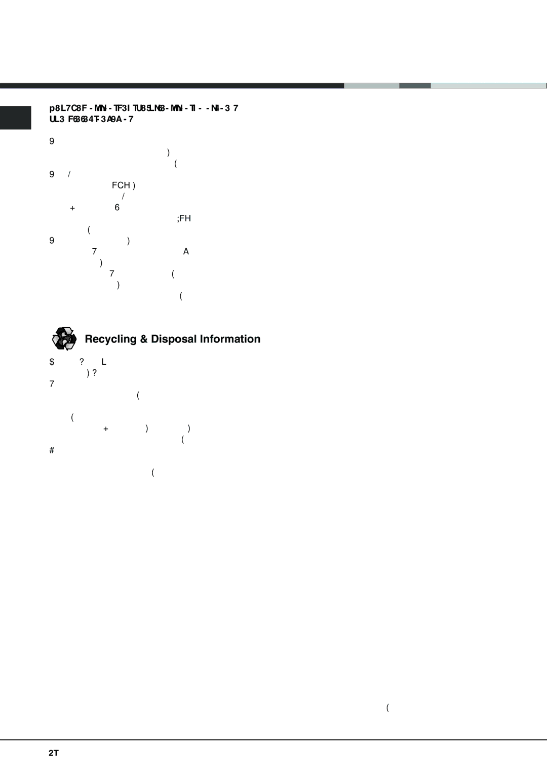 Hotpoint FDF-780 manual Recycling & Disposal Information 