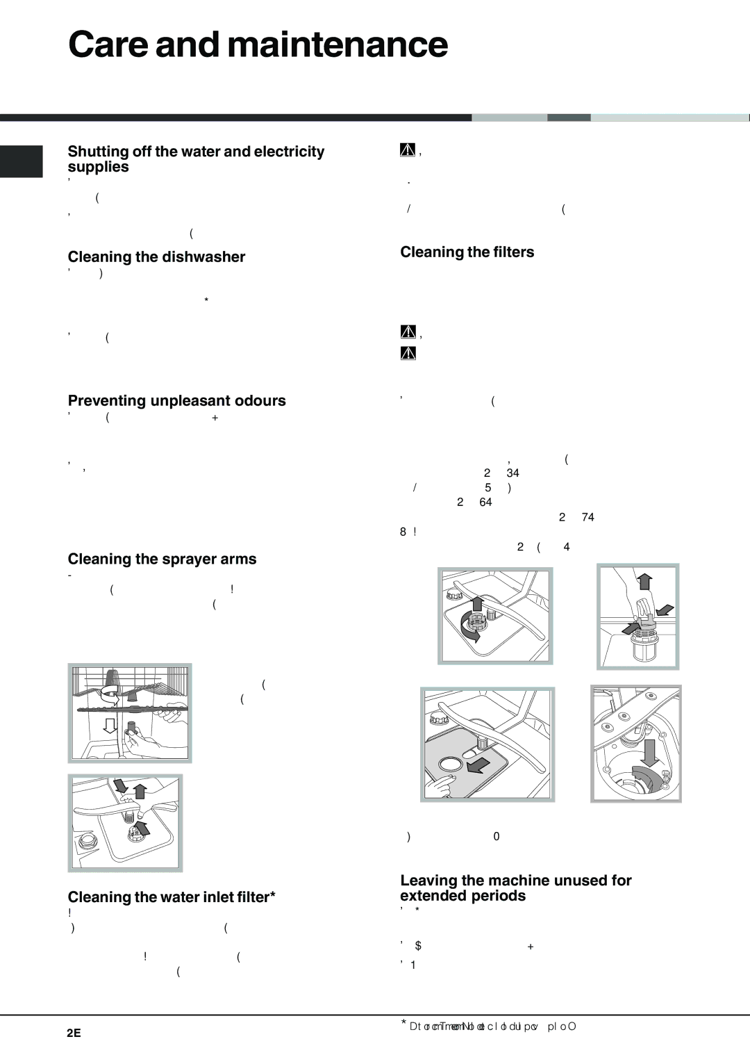 Hotpoint FDF 784 manual Care and maintenance 