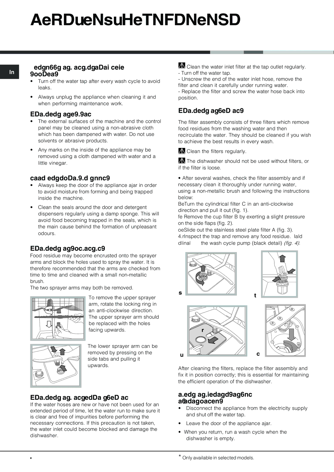 Hotpoint FDM 550 manual Care and maintenance 