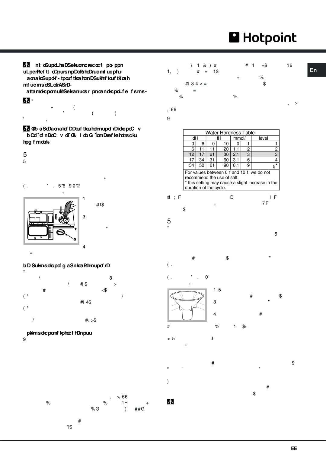 Hotpoint FDUD 4812 manual Rinse aid and refined salt, Measuring out the rinse aid, Measuring out the refined salt 