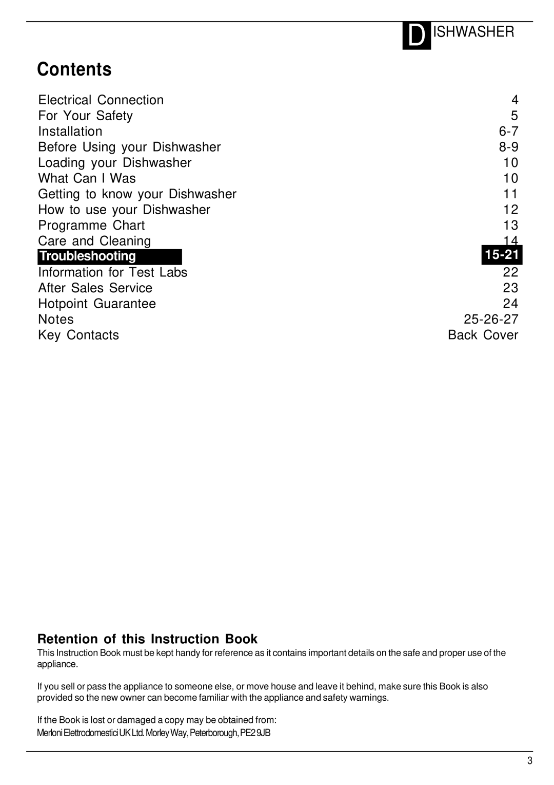 Hotpoint FDW60, FDW65 manual Contents 