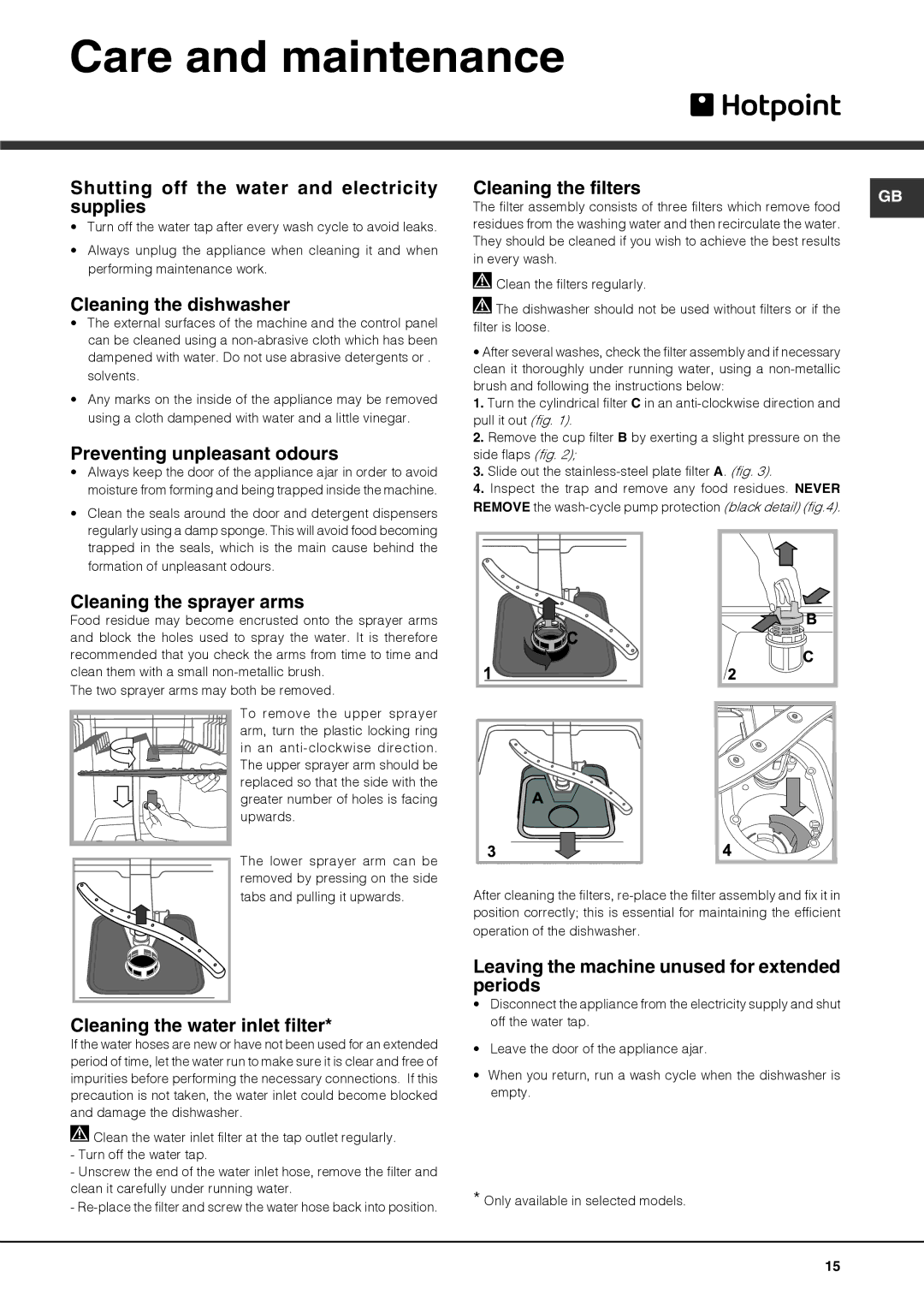 Hotpoint FDYF 11011 Style manual Care and maintenance 