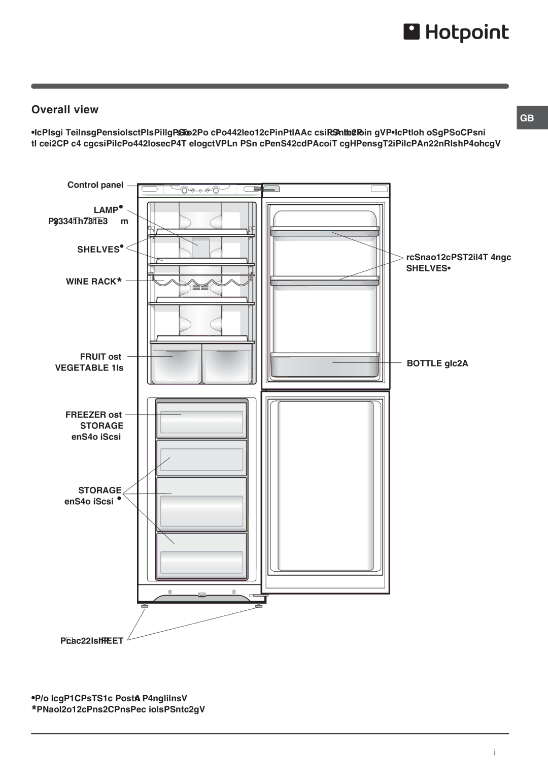 Hotpoint FF187LP, FF187ALP, FF187LG, FF187ALG, FF187LA manual Overall view 