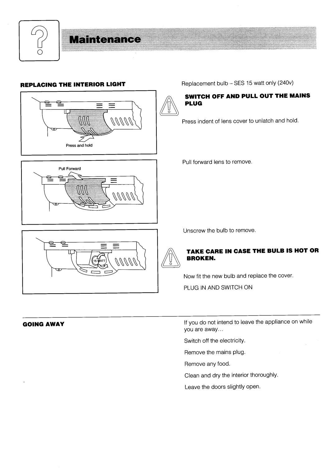 Hotpoint FF50 manual 