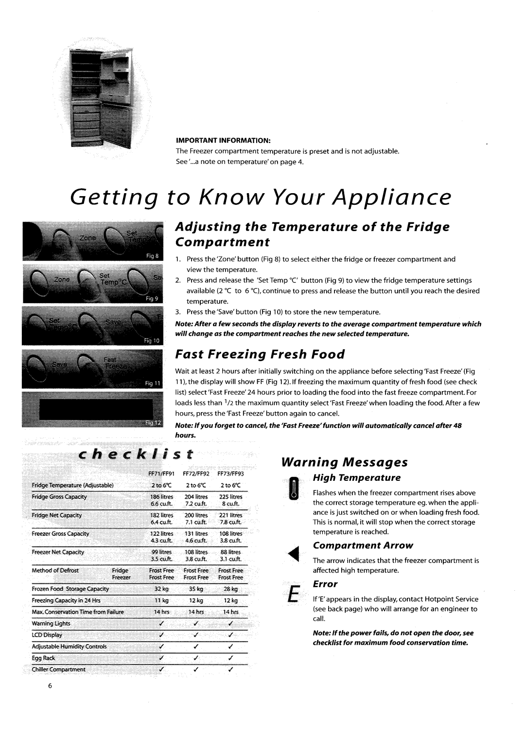 Hotpoint FF71/FF91 manual 