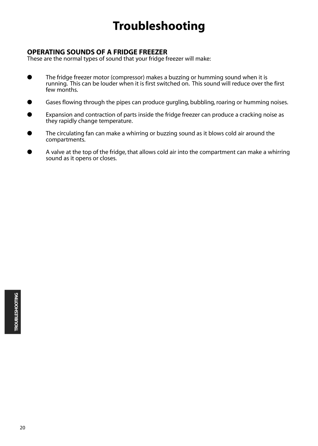 Hotpoint ffa91, FFM91 manual Operating Sounds of a Fridge Freezer 