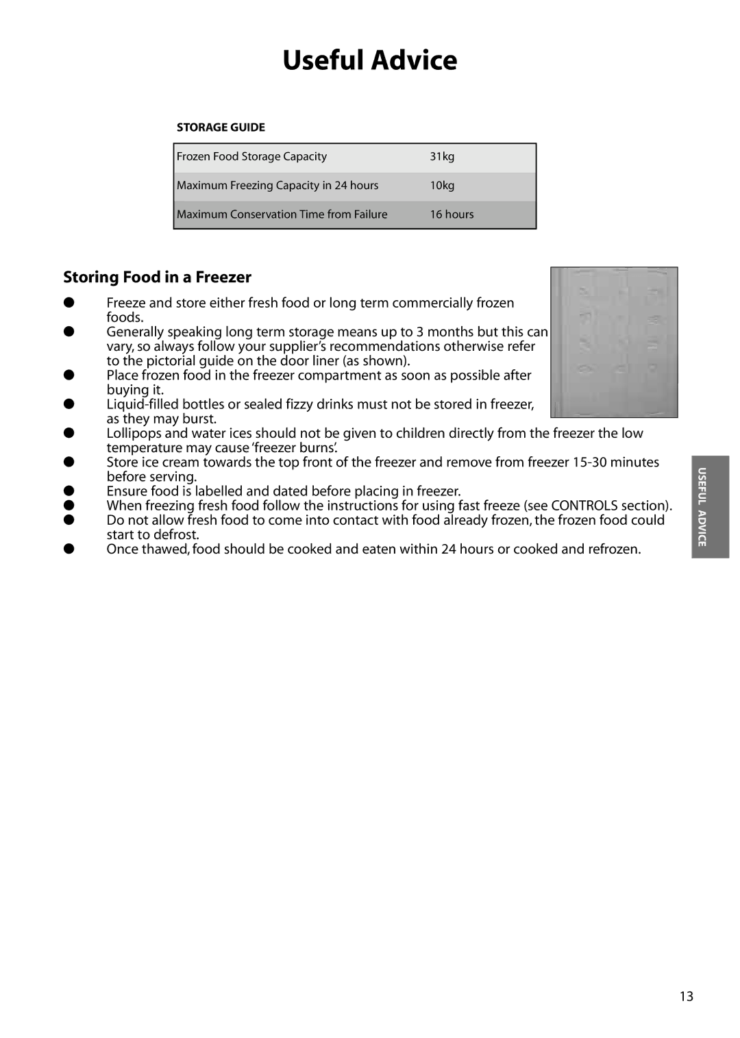 Hotpoint FFM90, FFS90, FFA90 manual Storing Food in a Freezer, Storage Guide 