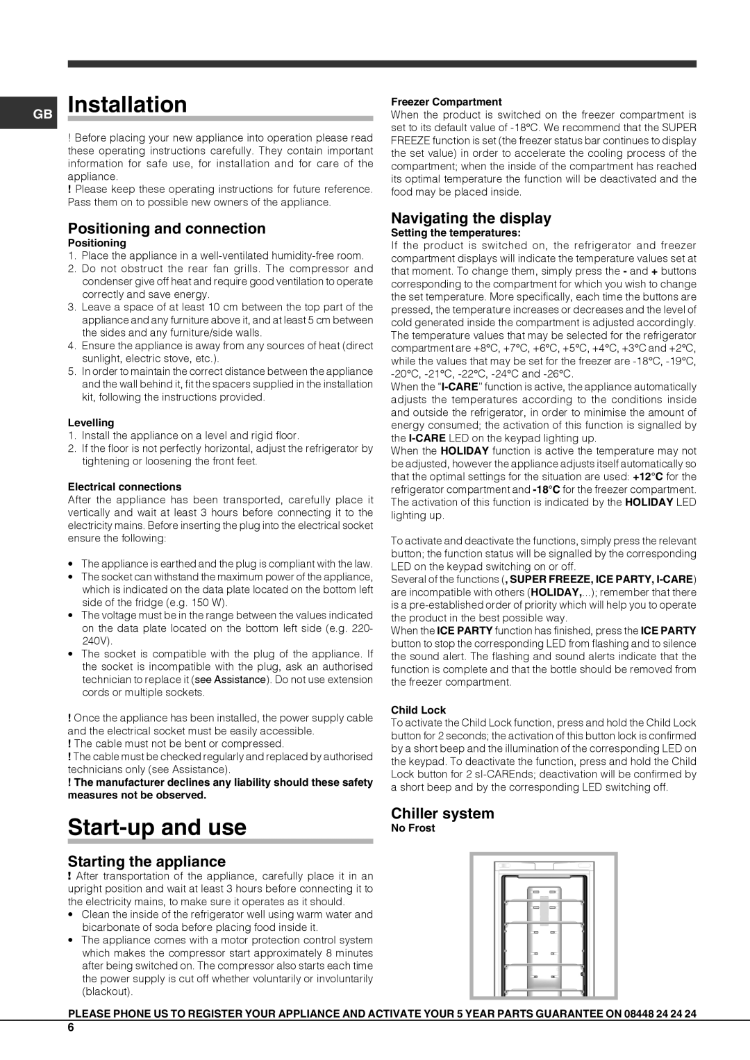 Hotpoint FFUG 20xx x O3, FFUG 18xx x O3 manual GB Installation, Start-up and use 