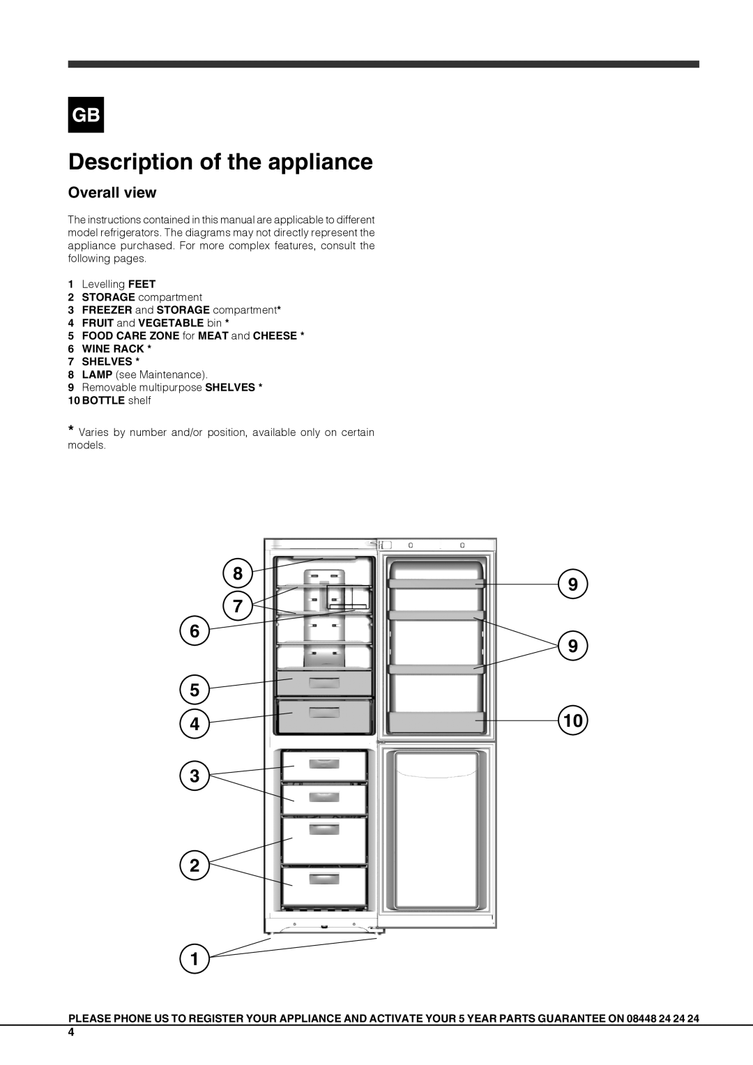Hotpoint FFUQ 20xx x manual Description of the appliance, Overall view, Completo Ariston Essentia ChilVerd DISPLAY TIF 
