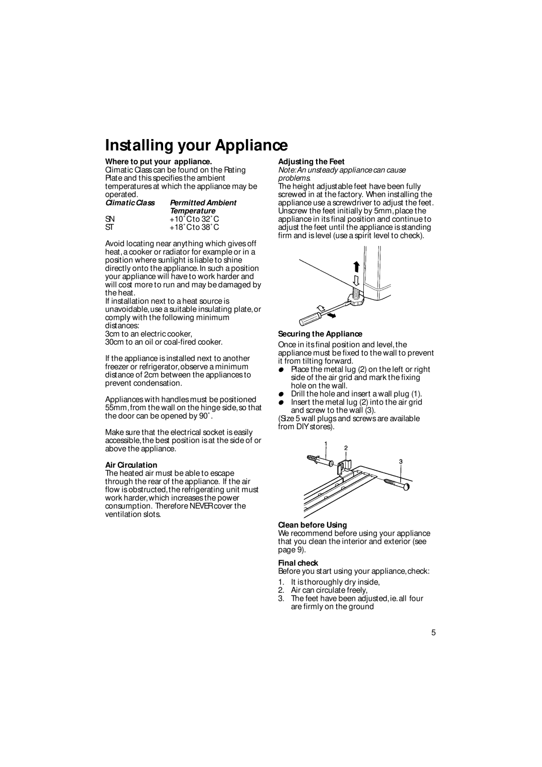 Hotpoint FZ92P manual Installing your Appliance 