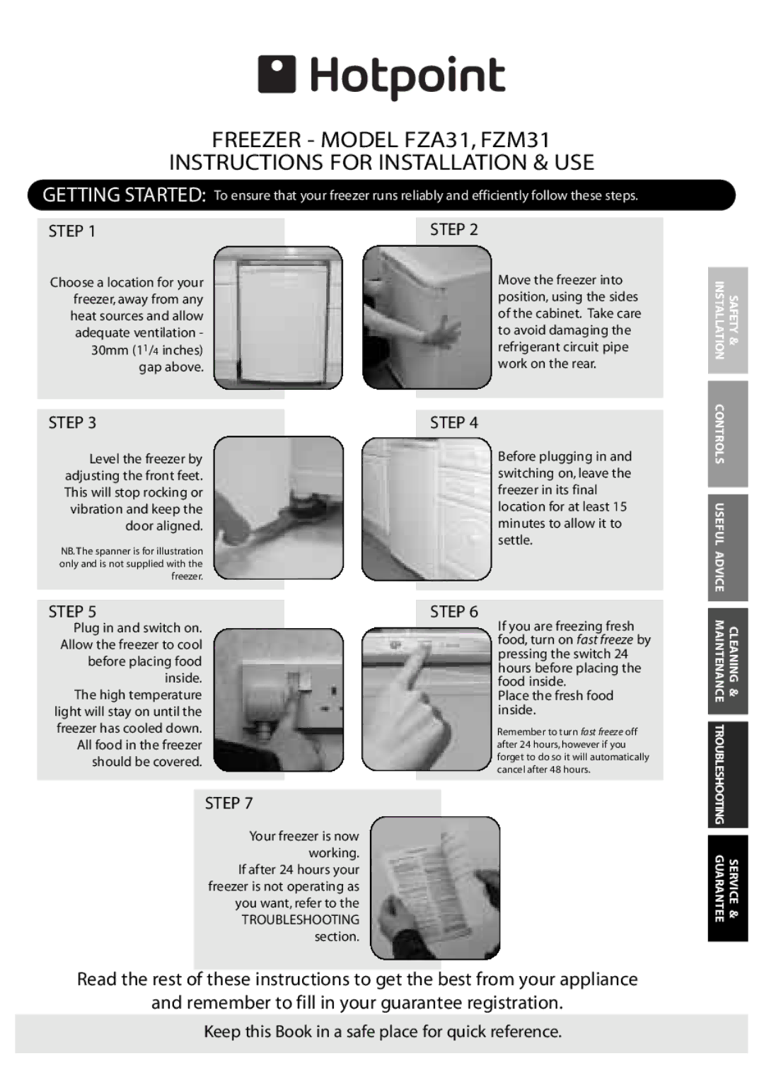 Hotpoint FZM31, FZA31 manual Getting Started 