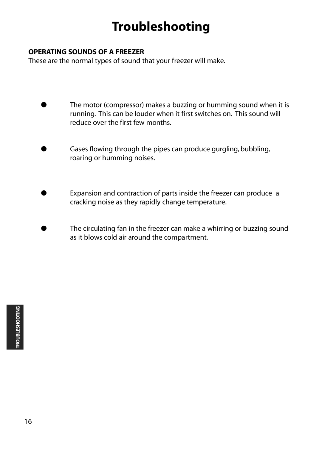 Hotpoint FZA31, FZM31 manual Operating Sounds of a Freezer 