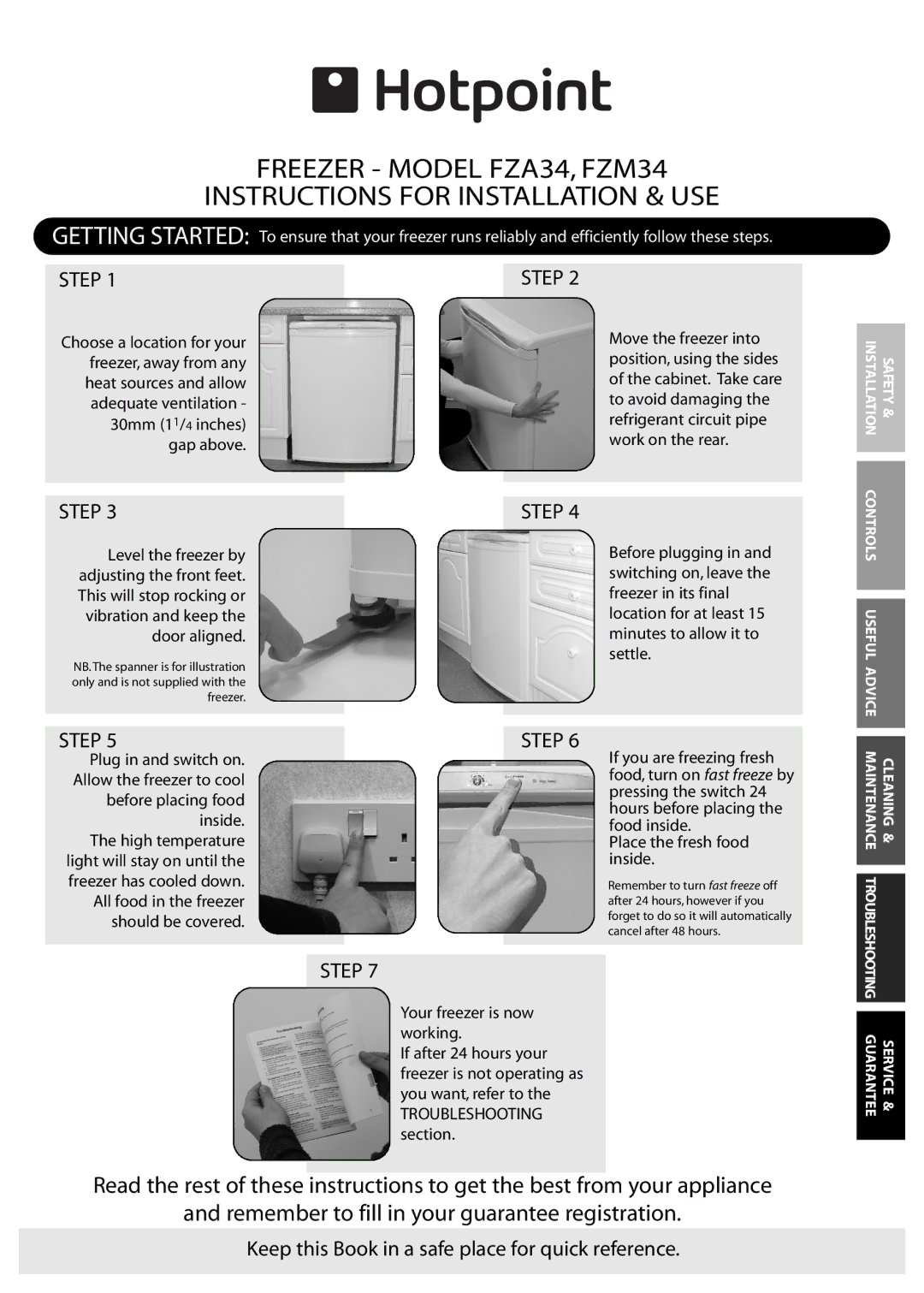 Hotpoint FZA34 manual Getting Started 