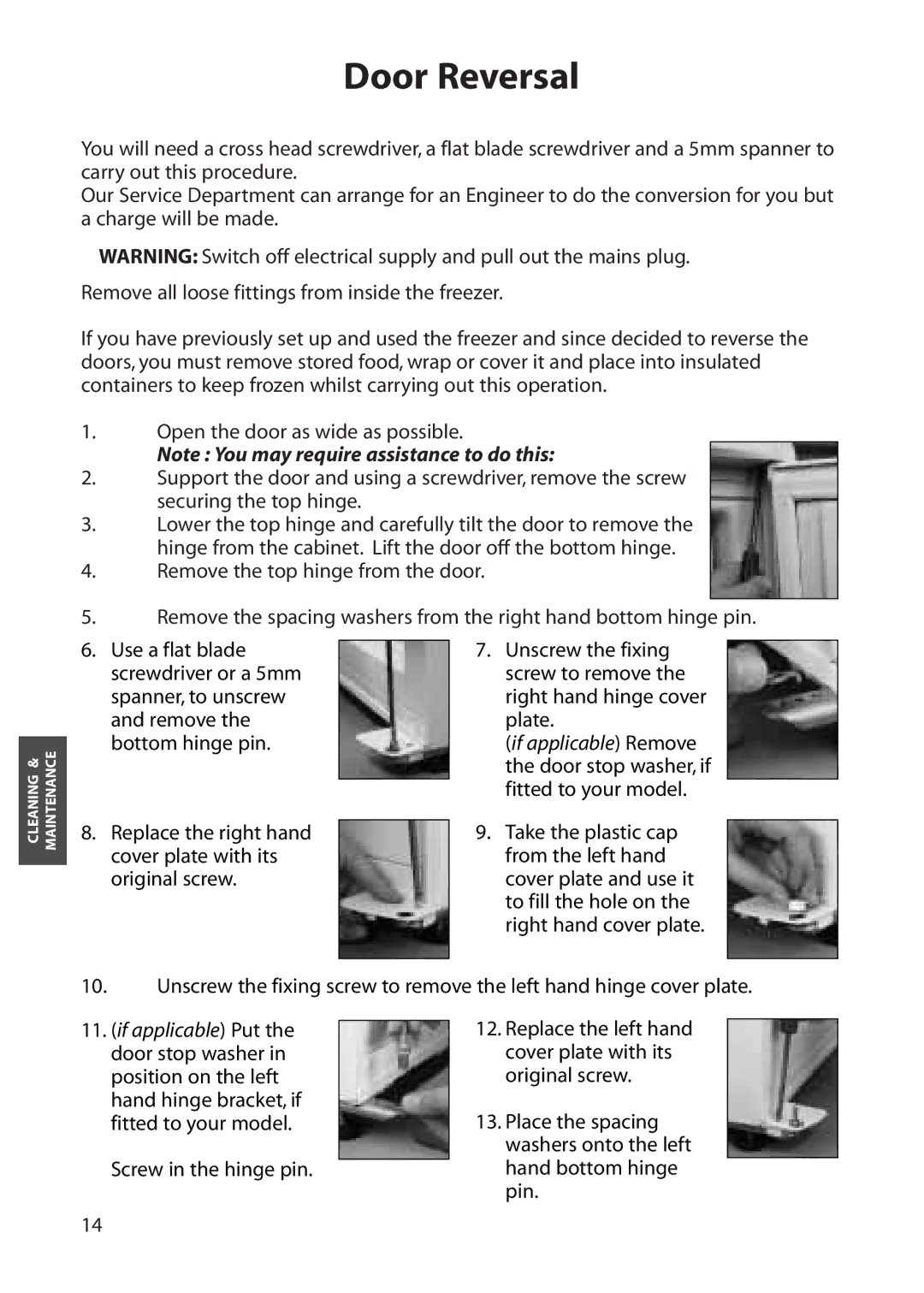 Hotpoint FZM80 manual Door Reversal 