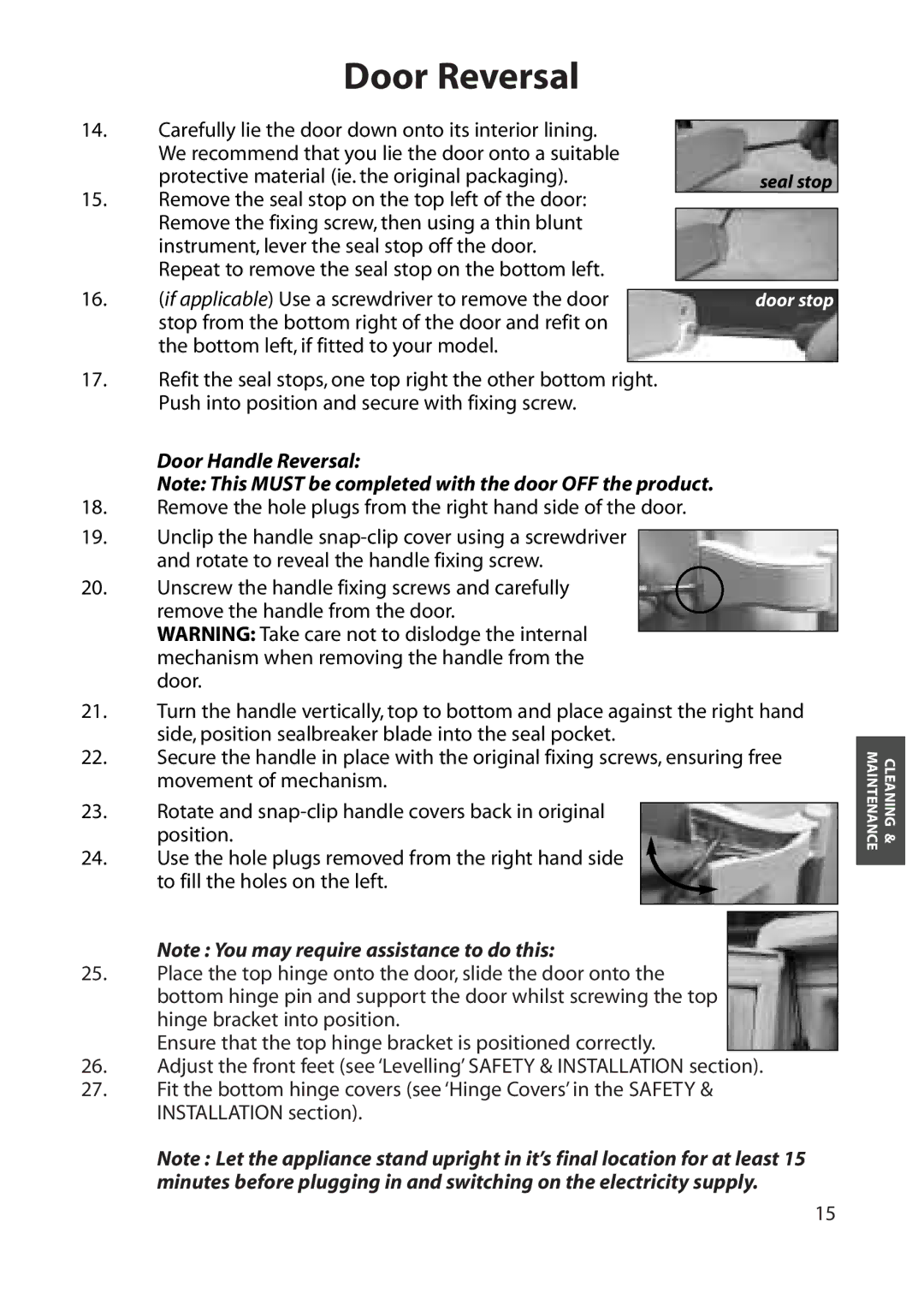 Hotpoint FZM80 manual Protective material ie. the original packaging 