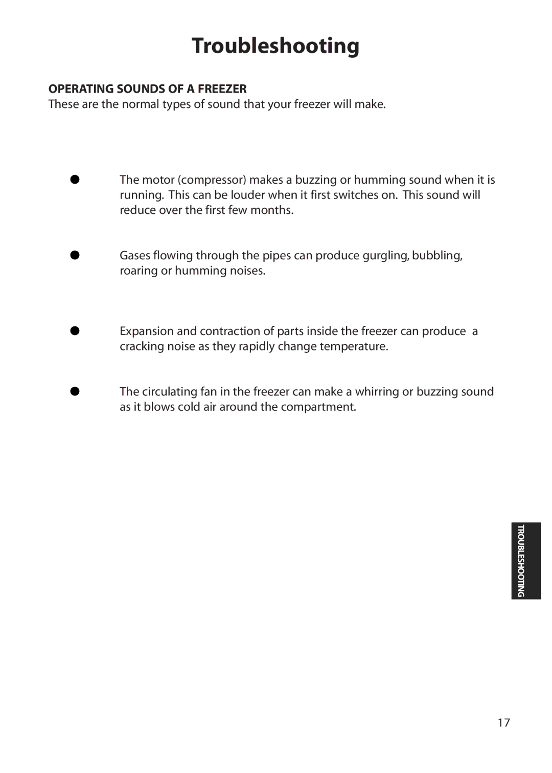 Hotpoint FZM80 manual Operating Sounds of a Freezer 